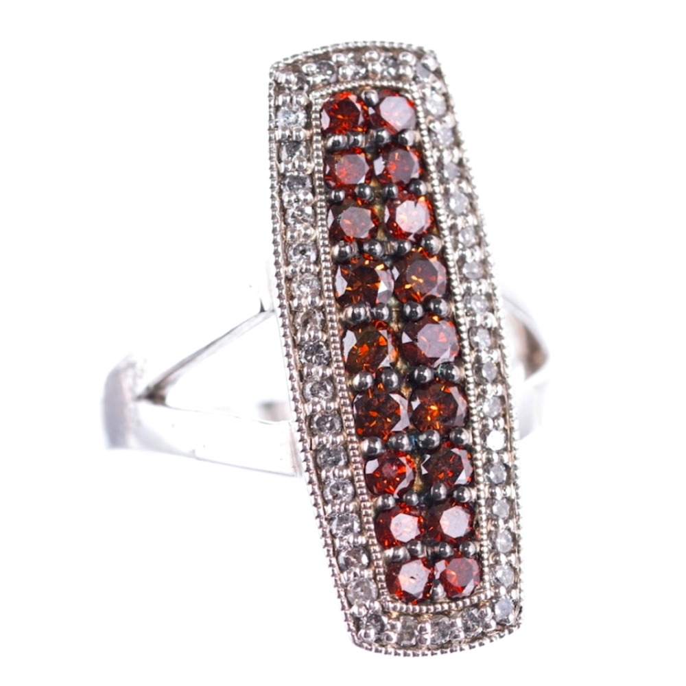 Orange and White Diamond Ring